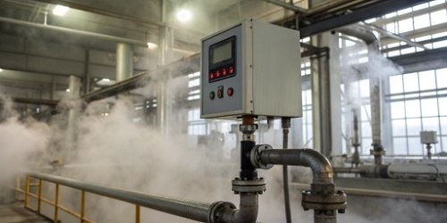 An industrial scale display showing a stable reading in a cold, steamy room.