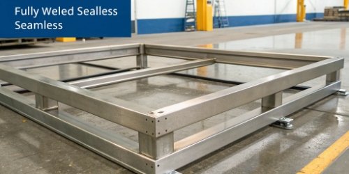 An image illustrating the fully welded, seamless construction of a heavy-duty industrial scale frame.