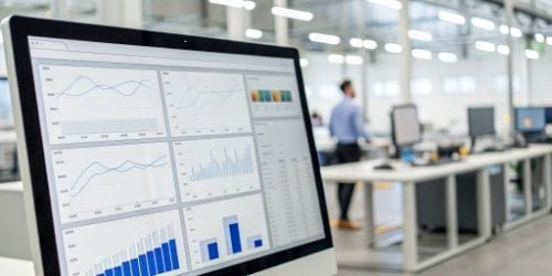 A computer screen showing a real-time dashboard of weight data being collected from a production line.