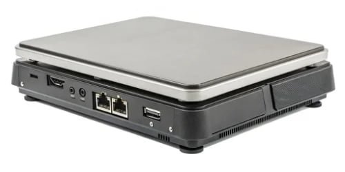 Modified Hardware on Smart PC Scale A smart PC scale with an integrated label printer and barcode scanner.