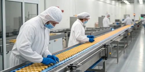 a factory assembly line showing quality control