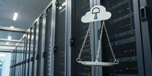 An icon of an IoT-enabled scale transmitting encrypted data to the cloud