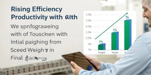 An infographic showing a graph of rising efficiency and productivity with touchscreen technology.