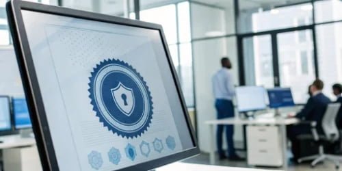 A digital certificate or seal of trust on a screen