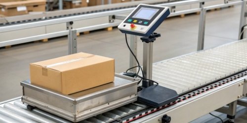 Our company's mobile smart weighing and labeling scale in action.