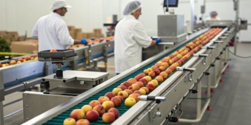 Precision Checkweigher for Fruit A precise checkweigher system on a fruit packing conveyor belt