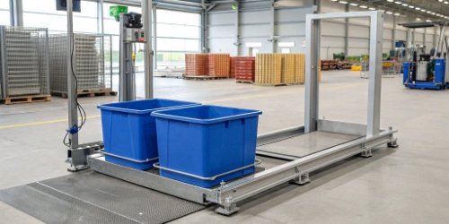 A versatile weighing station handling both a large bin and a small case