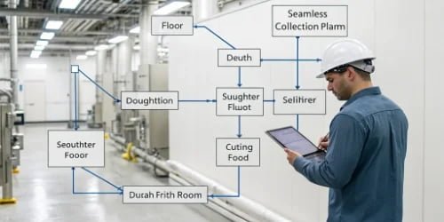 A flowchart showing a unified data system in a processing plant