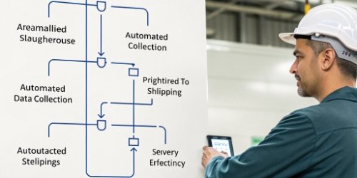 A flowchart showing a streamlined slaughterhouse process from arrival to shipping