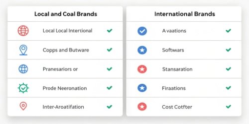 A pros and cons list for local and international software brands.