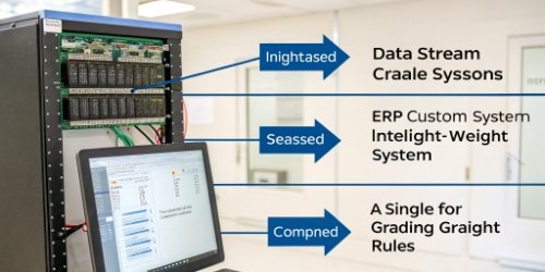 A diagram showing data flowing from sensors into a central software module, which then outputs a grade to an ERP system.