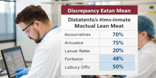 A chart showing the discrepancy between estimated and actual lean meat percentage