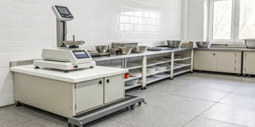a clean and organized workspace with a single, multi-purpose weighing station