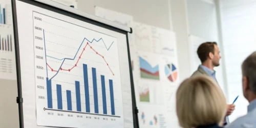 Chart Showing Improved Slaughterhouse Performance A chart showing an upward trend in efficiency and profit after implementing daily reports