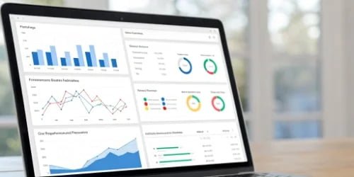 A dashboard showing real-time production analytics and alerts