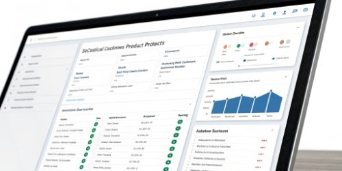 An ERP system dashboard showing a single internal product linked to several customer-specific aliases.