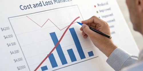 A chart showing a downward trend in costs after implementing loss management