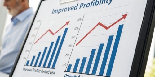 A chart showing improved profitability and reduced loss