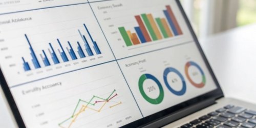 A dashboard graphic showing upward trends in efficiency, accuracy, and profit after implementing the new system.