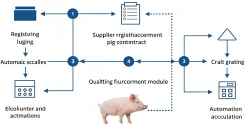 Diagram showing the operational flow from supplier to settlement in the pig procurement module