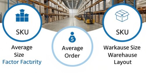 Key Decision Factors for Sorting An infographic showing different factors like SKU variety, order size, and warehouse layout.
