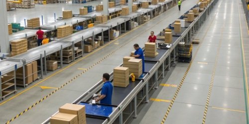Optimized Warehouse Workflow An optimized warehouse workflow with parallel packing stations
