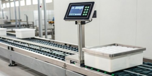 Weigherps IoT Scale and Software A Weigherps IoT weighing scale with its software interface clearly visible on the screen.
