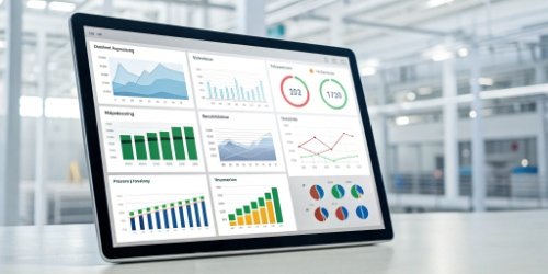 Slaughter Management System Dashboard A modern digital dashboard showing factory production data