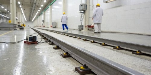 Slaughterhouse Rail Scale Installation A well-installed slaughterhouse rail scale in operation