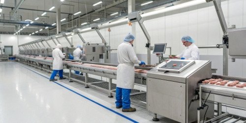 Smart weighing equipment in a modern slaughterhouse setting