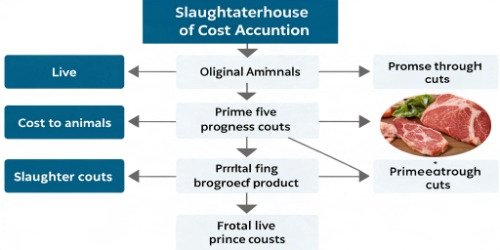 Slaughterhouse Cost Accounting Framework An infographic illustrating the logical framework of slaughterhouse cost accounting, from input to output.