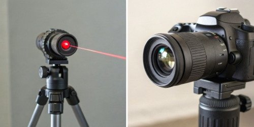 Comparison of Laser Point Measurement and Visual Area Grading A side-by-side comparison diagram of a laser point versus a camera's area of view