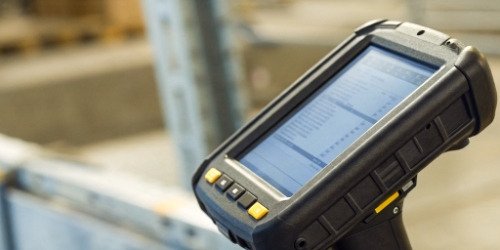 Close-up of a PDA scanner's screen showing data
