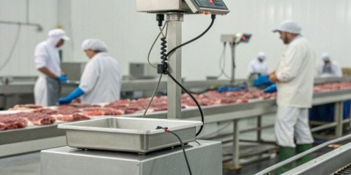 IoT Weighing Scale Integration Weighing scale connected to a central system in a meat processing plant
