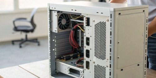 Maintaining an IPC A clean and well-maintained industrial PC with its side panel open showing organized internals