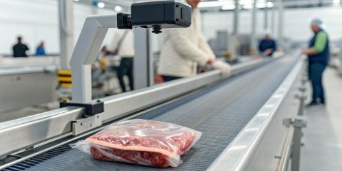 QR Code Traceability A QR code being scanned on a meat package for traceability