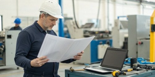 A purchasing manager analyzing technical specifications of weighing equipment