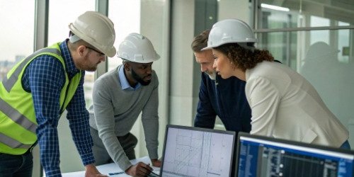 Best Practices for Cost Accounting System Configuration A team of engineers and managers collaborating around a screen displaying complex data analytics.