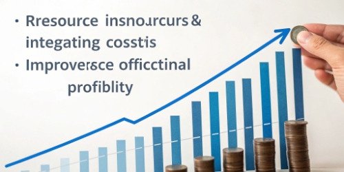 A graph showing rising profits and decreasing costs over time after resource integration.