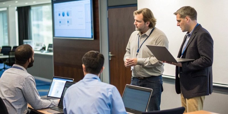 Evaluating Slaughterhouse Software Vendors A team of managers engaging with a software vendor during a live product demonstration