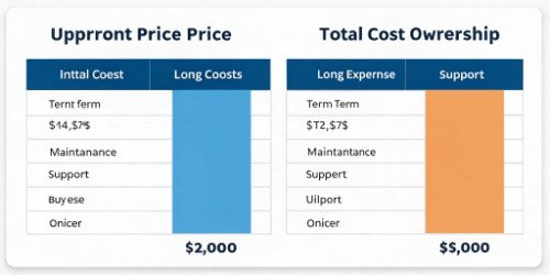 A comparison chart showing upfront price vs. total cost of ownership