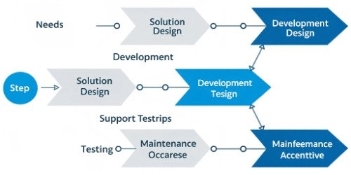 Custom Software Development Lifecycle A flowchart showing the five steps of the custom software development process.