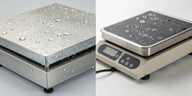 IP65 vs IP68 Waterproof Scales A side-by-side comparison of an IP65 and an IP68 industrial scale.