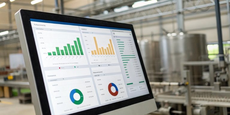 Real-Time Food Factory Data Dashboard A centralized dashboard showing real-time production data from a food factory.