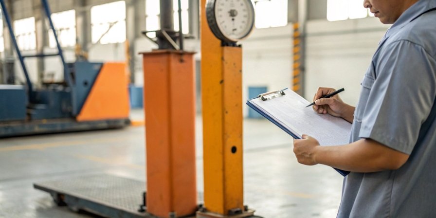 Selecting an Explosion-Proof Scale An image showing a person reviewing a checklist next to an industrial scale