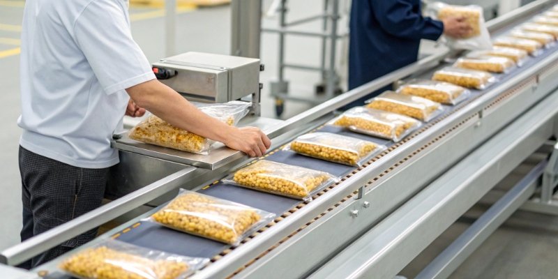 Food Metal Detector A food metal detector inspecting packaged goods