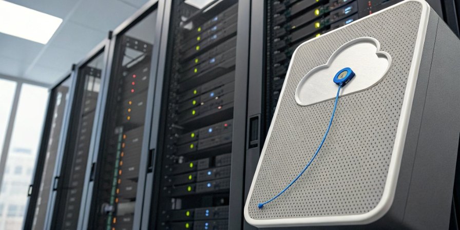 Offline Data Storage and Sync An illustration showing data being saved locally on a scale and then syncing to a cloud server.