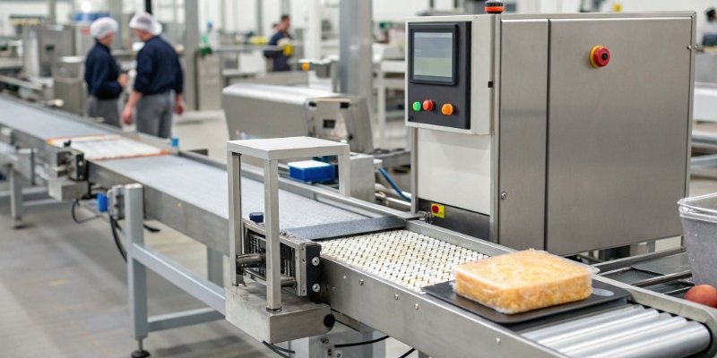 Automatic Checkweigher Rejection An automatic checkweigher rejecting an underweight product from the line
