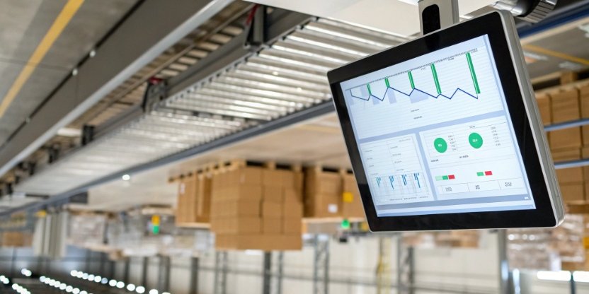 WMS and Checkweigher Integration A dashboard showing a Warehouse Management System integrated with real-time weight data from a checkweigher.
