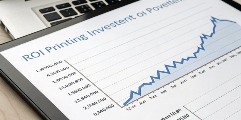 A chart showing the ROI of a printing platform scale over time.